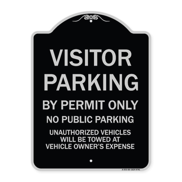 Designer Series-Visitor Parking By Permit Only No Public Parking, 24" x 18", BS-1824-9741
